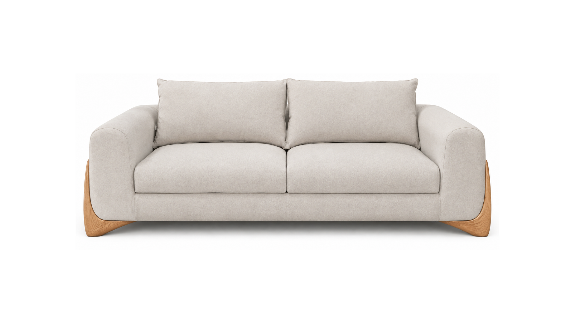 26 ORGANIC MODERN PLUSH SOFA (NATURAL OAK ACCENT) - Image 1