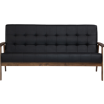 VINTAGE BLACK BUTTON TUFTED SOFA
