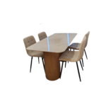 CONTEMPORARY FLUTED PILLAR SINTERED STONE DINING SET