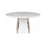 MODERN LUXURY ROUND TABLE WITH METALLIC ACCENT BASE