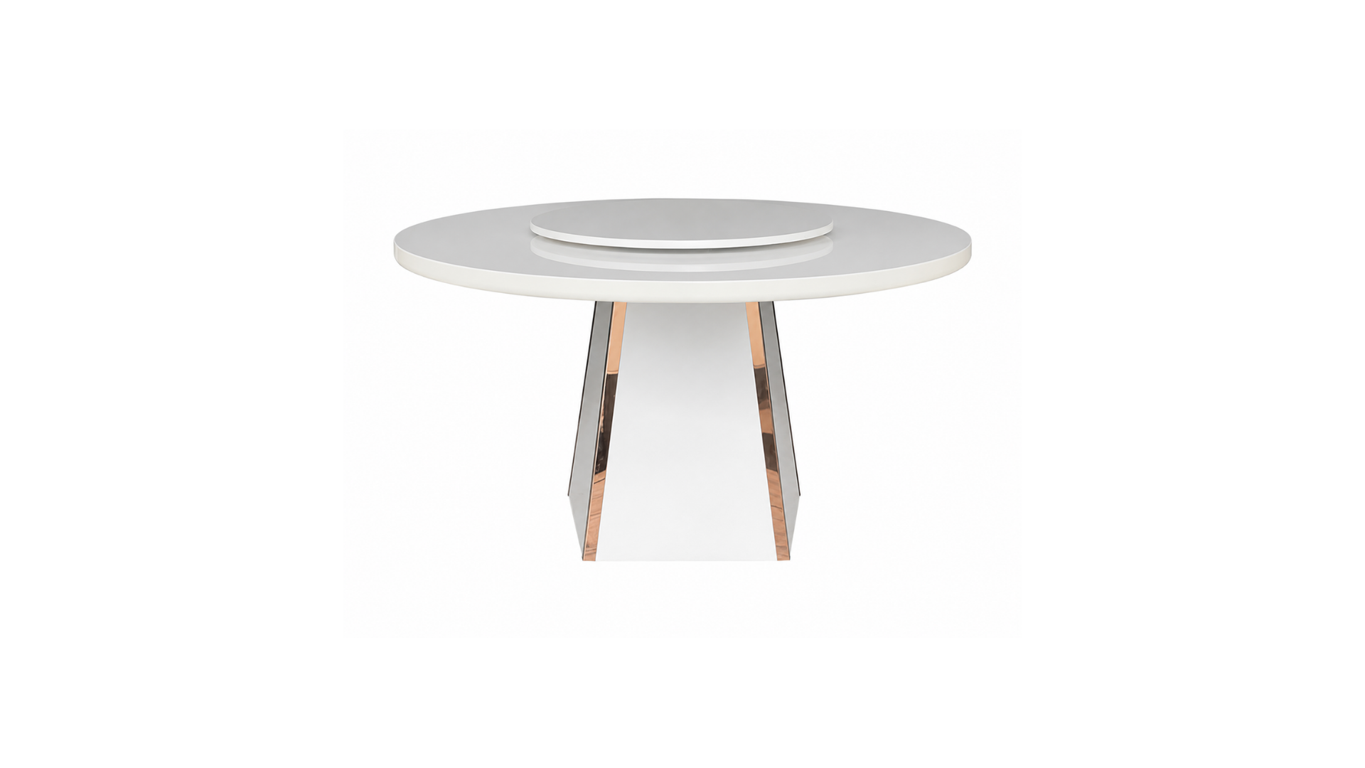 16 MODERN LUXURY ROUND TABLE WITH METALLIC ACCENT BASE - Image 1