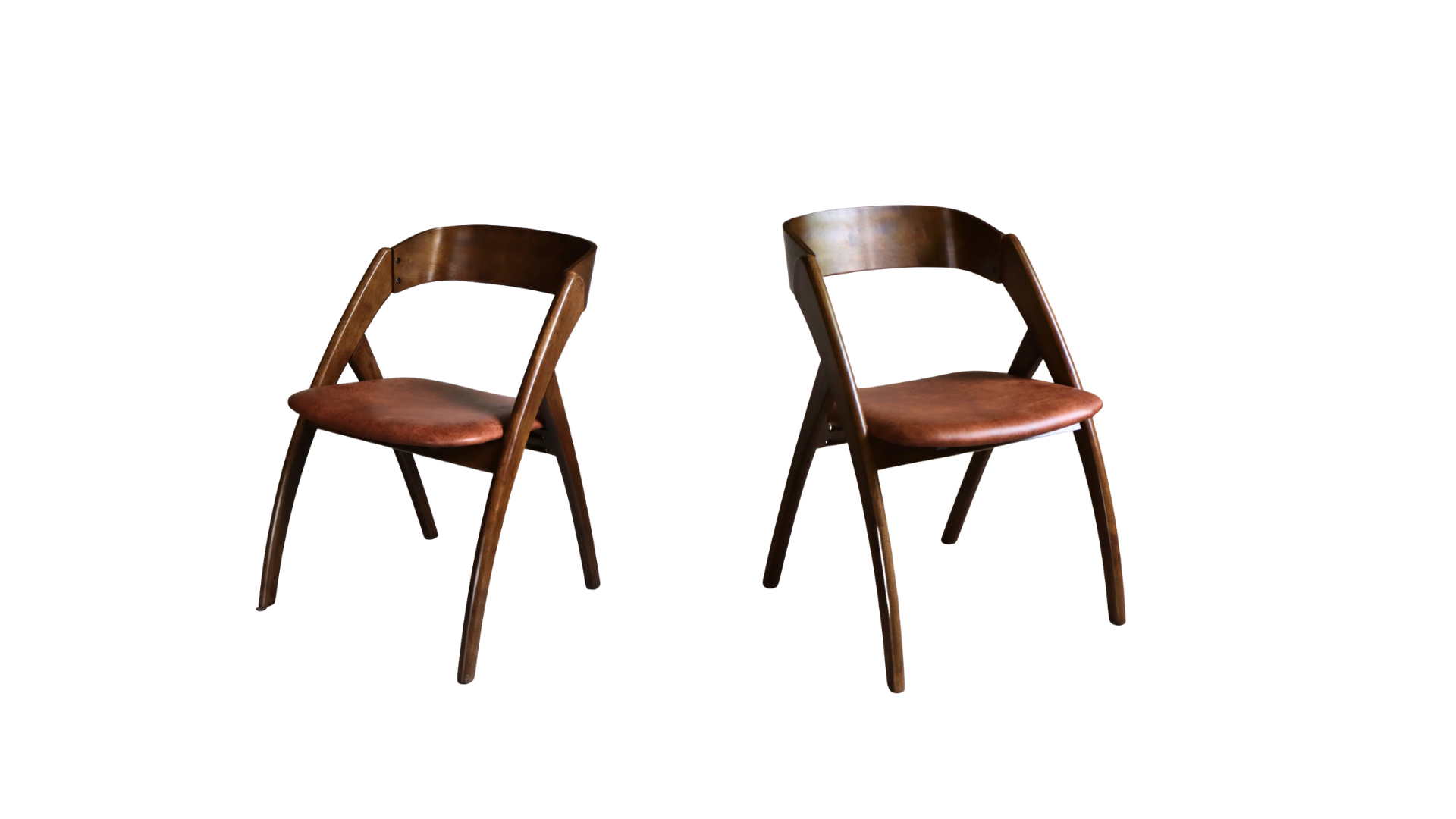 16 MID-CENTURY CURVED WALNUT DINING CHAIR - Image 1
