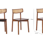 MODERN RATTAN BACK WALNUT DINING CHAIR