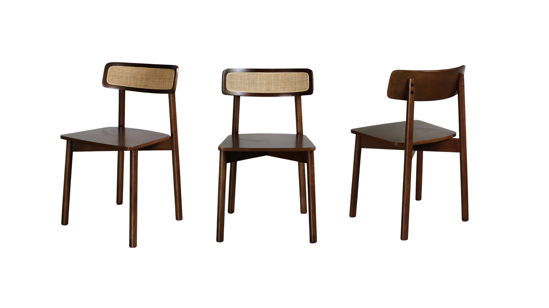 18 MODERN RATTAN BACK DARK WALNUT DINING CHAIR - Image 1