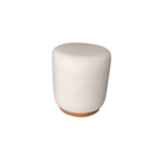 MINIMALIST CREAM UPHOLSTERED CYLINDER OTTOMAN STOOL