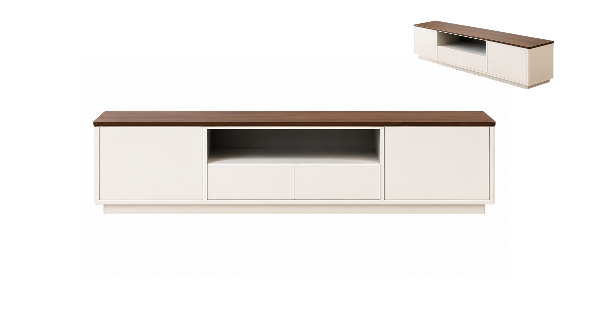 2 MODERN TWO-TONE WOOD TOP TV CONSOLE - Image 1