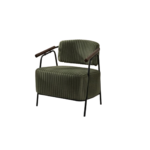 MODERN RIBBED CORDUROY ACCENT CHAIR WITH WOODEN ARMRESTS