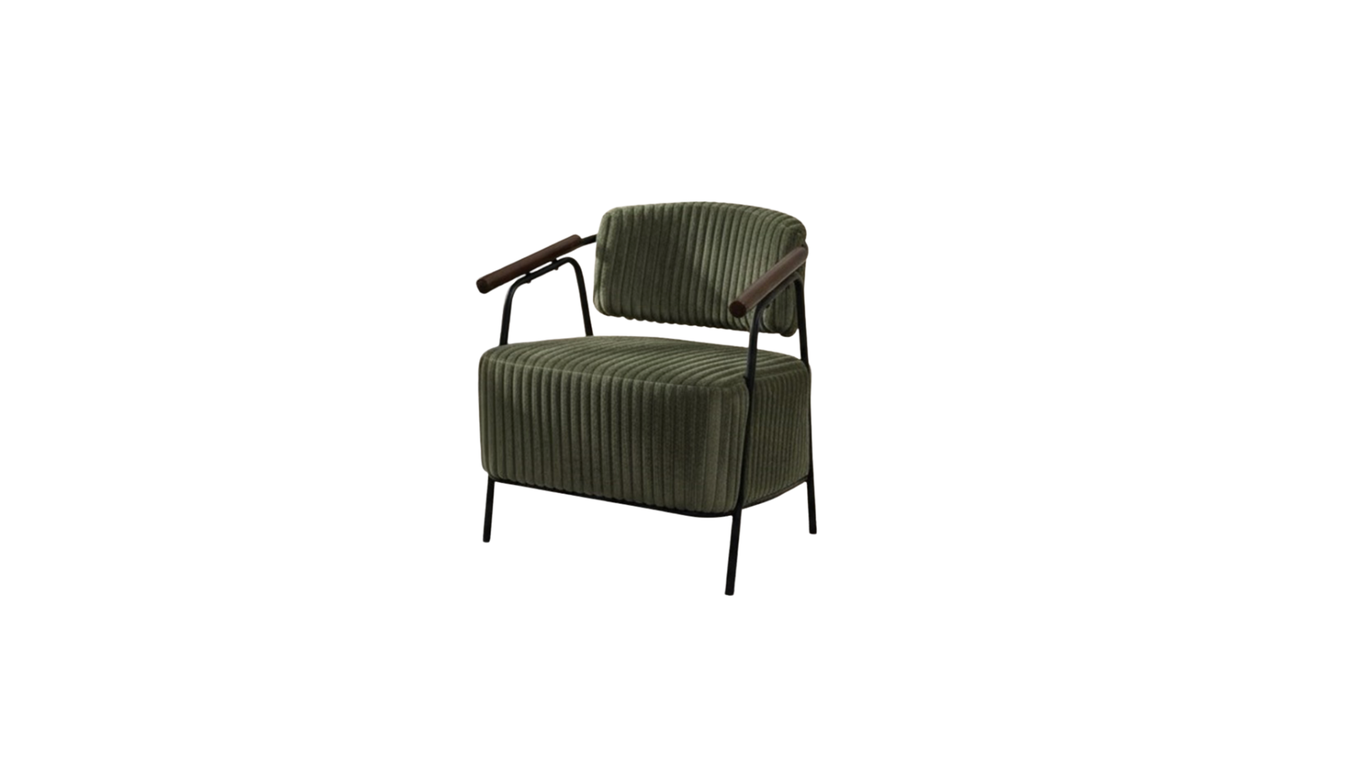 2 MODERN RIBBED CORDUROY ACCENT CHAIR WITH WOODEN ARMRESTS - Image 1