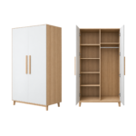 TWO-DOOR SCANDINAVIAN OAK & WHITE WARDROBE