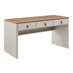 MODERN THREE-DRAWER CREAM & WALNUT EXECUTIVE DESK