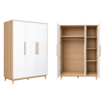 THREE-DOOR SCANDINAVIAN WHITE & OAK WARDROBE