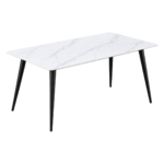MODERN FAUX-MARBLE & BLACK TAPERED LEG TABLE