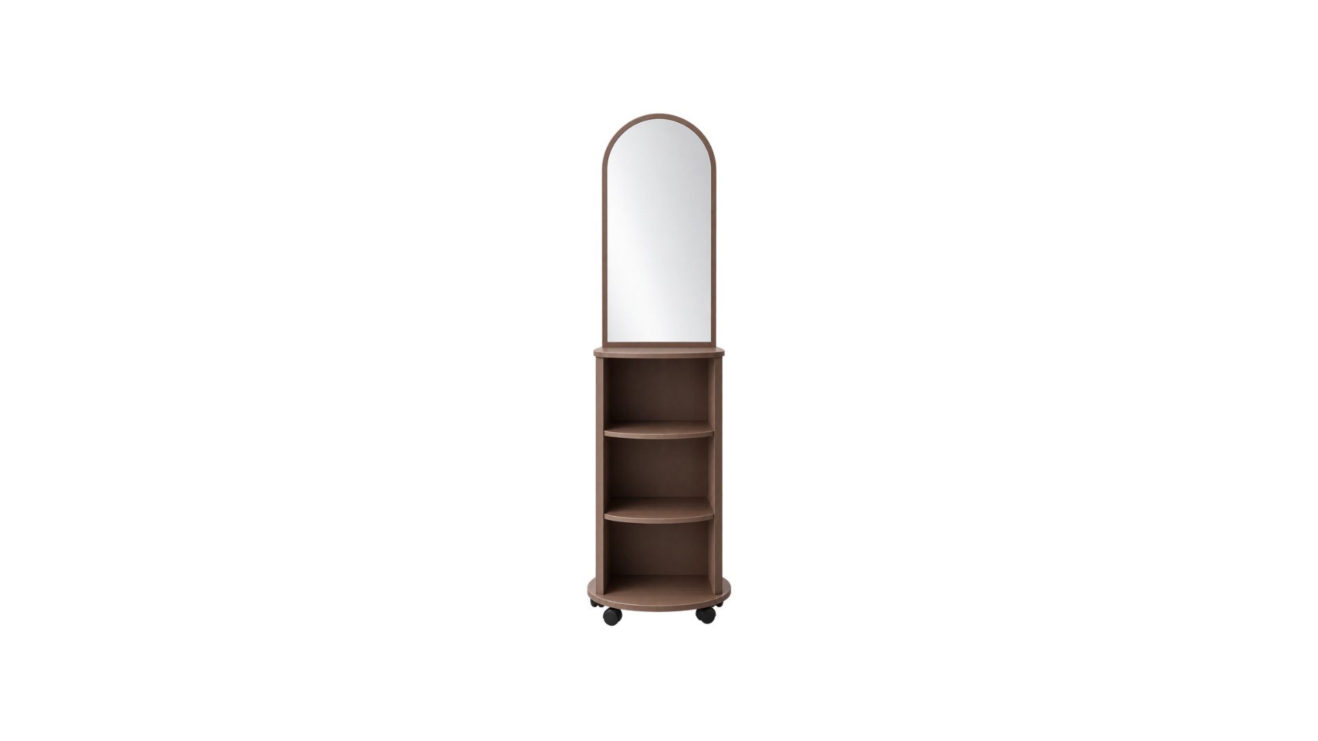 3 MOBILE REVOLVING OPEN-SHELF DRESSING TOWER WITH ARCHED MIRROR - Image 1