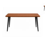 URBAN SCANDINAVIAN TEAK-FINISH TABLE WITH BLACK LEGS