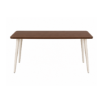 MID-CENTURY TWO-TONE WALNUT TABLE WITH CREAM LEGS