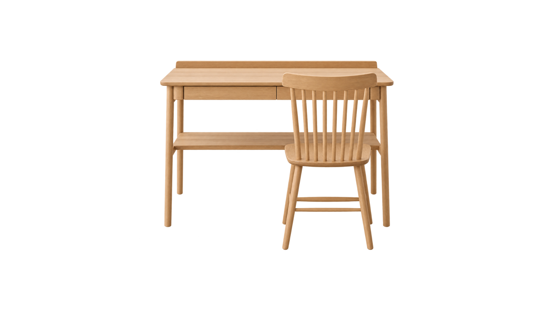7 #SCANDINAVIAN NATURAL OAK WRITING DESK WITH CHAIR - Image 1