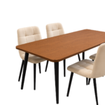 NORDIC TAPERED-LEG WOODEN TABLE WITH CREAM CHAIRS