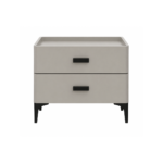CONTEMPORARY TWO-DRAWER GREIGE BEDSIDE TABLE