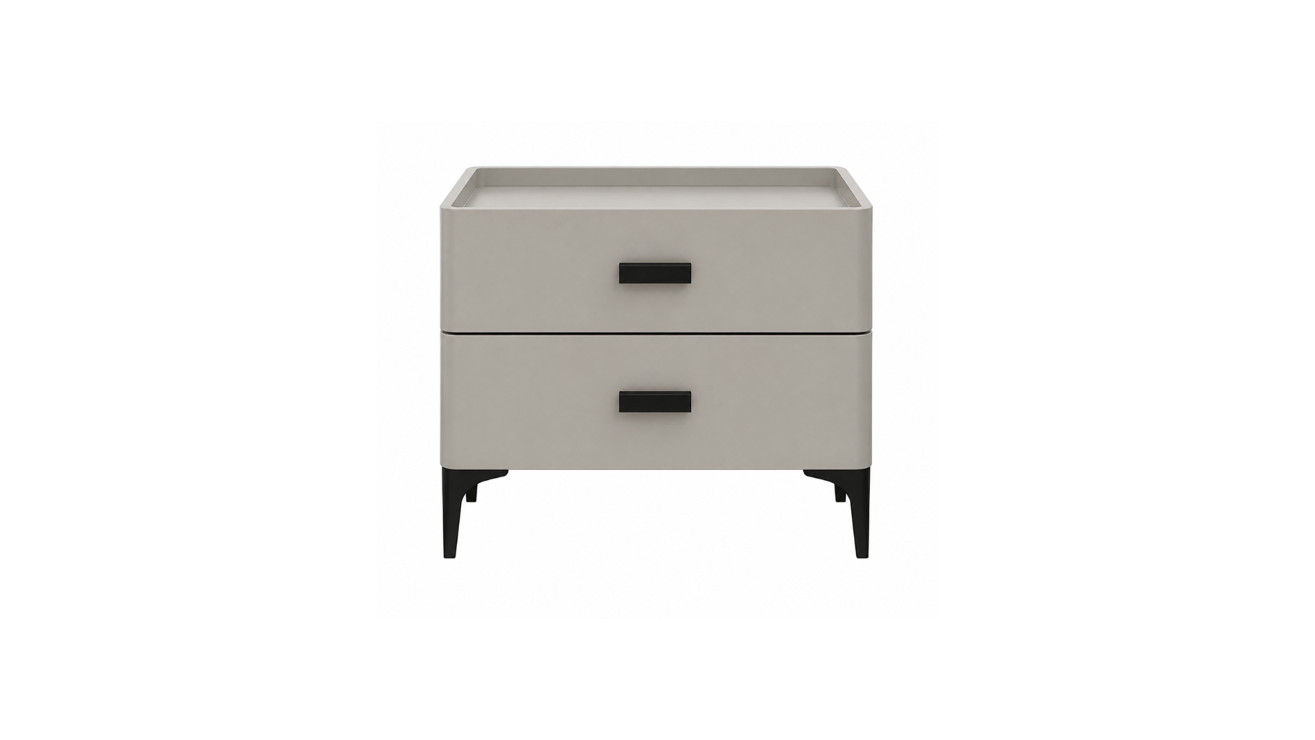 9 CONTEMPORARY TWO-DRAWER GREIGE BEDSIDE TABLE - Image 1